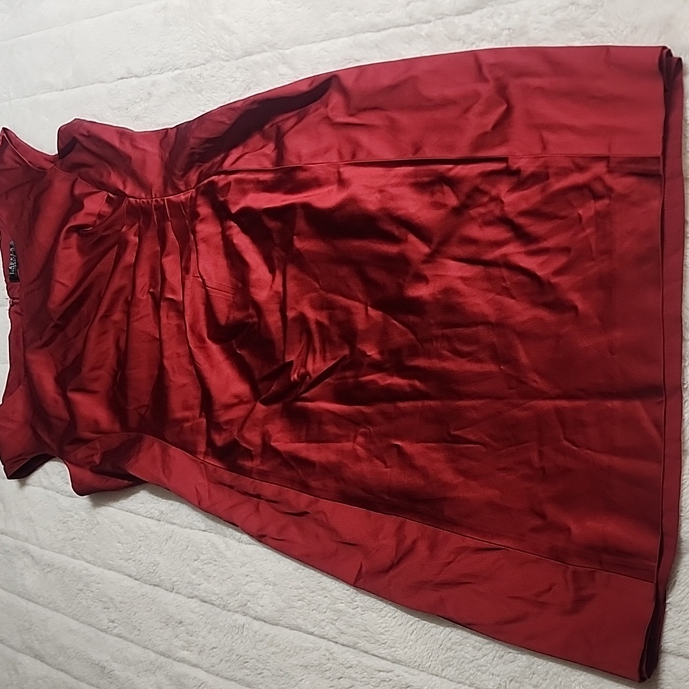 Ralph Lauren Burgundy Satin Midi Dress - Picture 2 of 7
